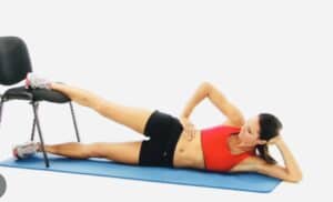 Lie on your side with the injured leg on top.