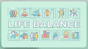 A skillfully balanced stack of life elements, including health, wealth, social connections, spirituality, and work-family equilibrium, symbolizing the art of maintaining overall life balance.