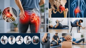Person experiencing buttock pain and tingling down the back of the leg